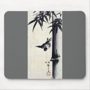 竹 に 雀, 歌 川 重 Bamboo & Sparrow, Hiroshige, Sumi-e Mousepad