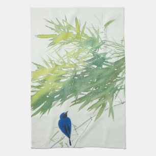 竹 に 青 鳥, 栖 Bamboo und Blue bird, Seihō, japanische Geschirrtuch