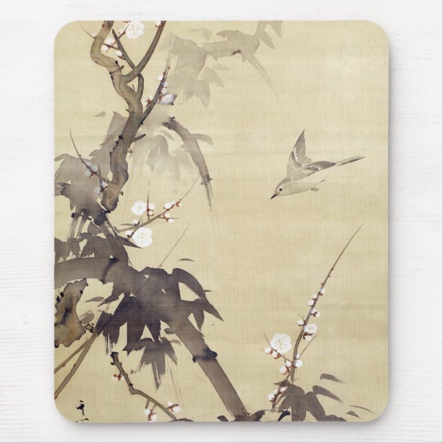 竹 に 鳥, 其 Bird und Bamboo, Kiitsu, Japan Art Art Mousepad (Vorne)