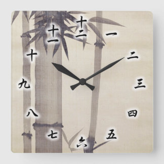 竹, 其 一 Bamboo, Kiitsu, Japan Art Art Quadratische Wanduhr