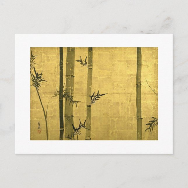 竹 図, 光 琳 Bamboo, Ogata Kōrin, Sumi-e Postkarte (Vorderseite)