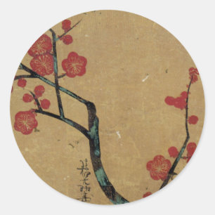 紅 図, 光 琳 Pflaumenblüten, Kōrin Runder Aufkleber