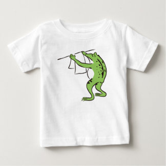 【純和風】鳥獣戯画風カエルの丁寧お洗濯ラグラン BABY T-SHIRT