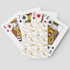 縁起の良い金色の日本の鶴模様 SPIELKARTEN