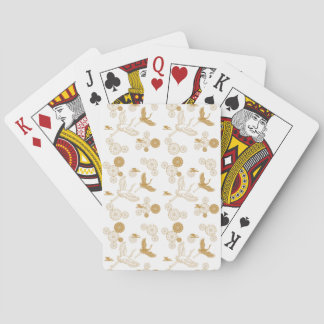 縁起の良い金色の日本の鶴模様 SPIELKARTEN