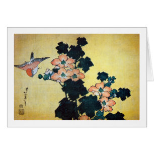 芙 蓉 に 雀, 北 Hibiscus Mutabilis et Sparrow, Hokusai