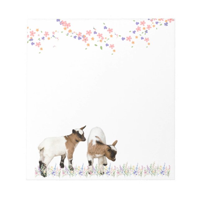 花とかわいい子ヤギのメモ♡ NOTIZBLOCK (Vorderseite)