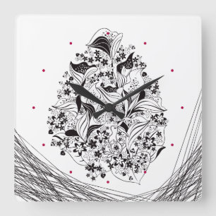 花 う さ02 〜 Blume mit Kaninchen 0ぎ2. Quadratische Wanduhr