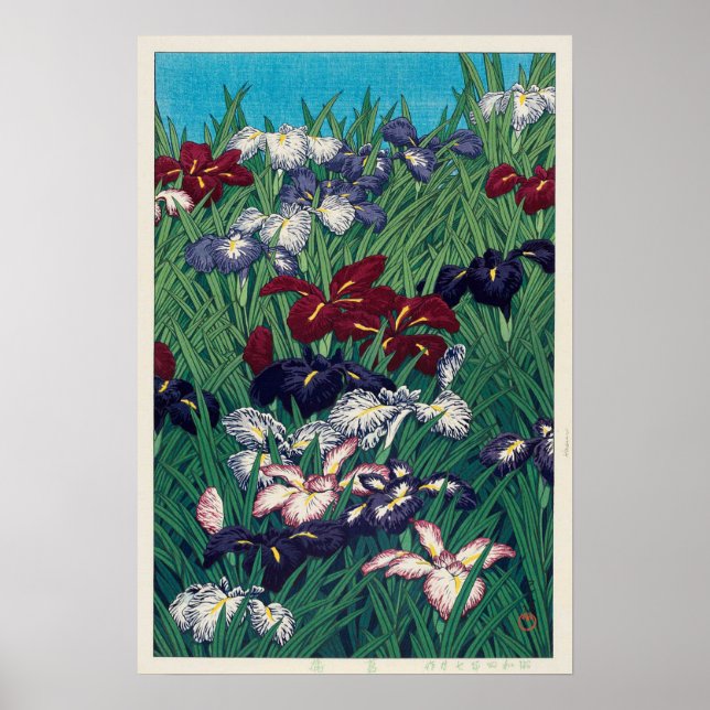 菖 蒲, Iris, Hasui Kawase, Woodcut Poster (Vorne)