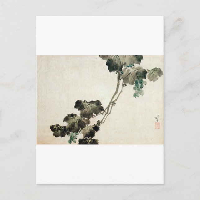 葡 萄, 北 斎 Trauben, Hokusai Postkarte (Vorderseite)