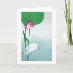 蓮に白鷺, 小原古邨 Lotus u. weißer Reiher, Koson, Ukiyo-e Karte