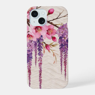 藤の花和紙の調べ ― 和モダン花柄 iPhone 15 HÜLLE