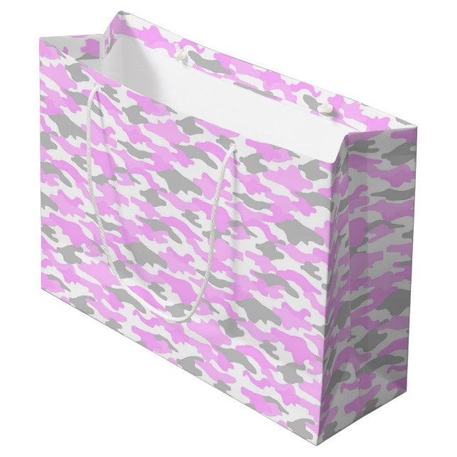 迷彩(ピンク)  ラージペーパーバッグ GROßE GESCHENKTÜTE (Vorderseite Schrägansicht)