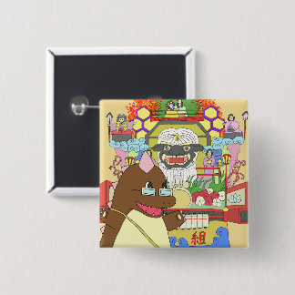 道の駅くじ　やませ土風館オリジナルキャラクターどっふぅくん　スクエア缶バッジ BUTTON