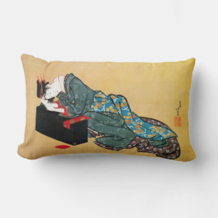 酔った女, 北斎 betrunkene Frau, Hokusai, Ukiyo-e Lendenkissen