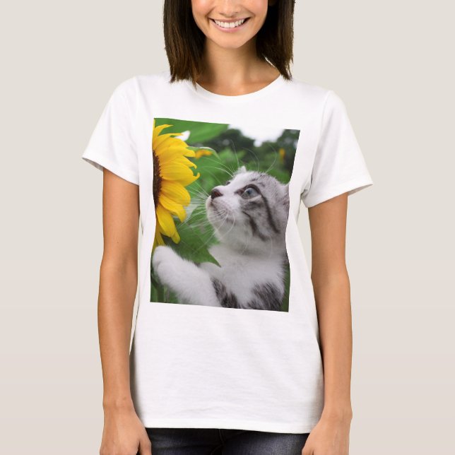 野良猫ニャン吉【ひまわり】 T-Shirt (Vorderseite)