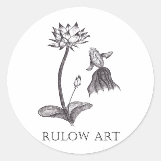 金魚と蓮　モノクロ　Black logo ver. Runder Aufkleber