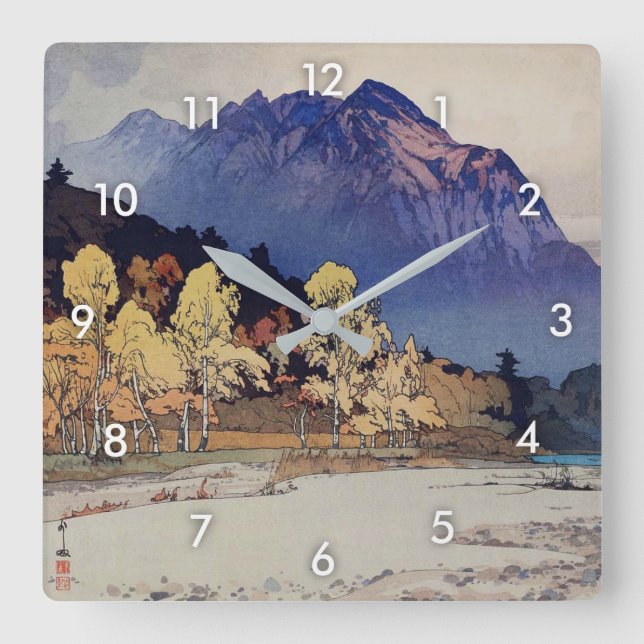 雨後の穂高山, Hodaka-yama nach Regen, Yoshida, Quadratische Wanduhr (Vorderseite)