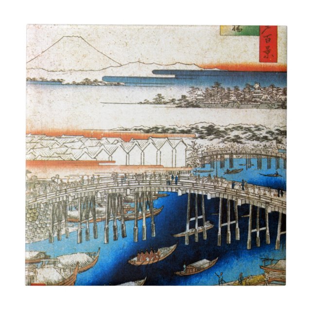 雪の日本橋, 広重 Snowy Nihonbashi, Hiroshige, Ukiyo-e Fliese (Vorderseite)