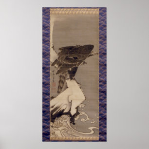 雪 の 中 鷲, 若 冲 im Schnee, Jakuchu Poster
