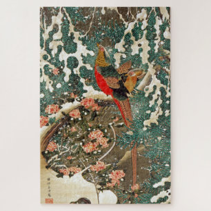 雪 中 錦 鶏 図, 若 冲 Pheasant im Schnee, Jakuchu