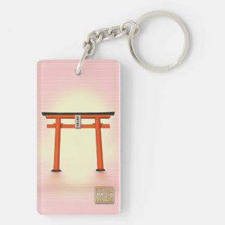 願いが叶う!沙羅双樹良縁神社　キーホルダーピンク　アクリル長方形両面