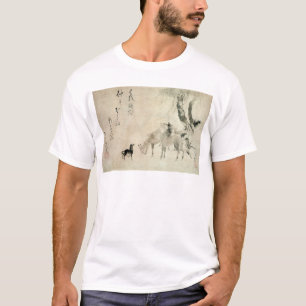 馬 家 族, 北 Familie 斎 Pferd, Hokusai, Sumi-e T-Shirt