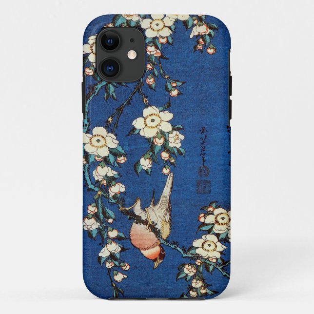 鳥と枝垂桜, 北斎 Vogel und weinender Kirschbaum, Hokusai Case-Mate iPhone Hülle (Rückseite)