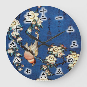 鳥 と 枝 桜, 北 Bird and Weeping Cherry Tree, Hokusai Große Wanduhr