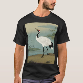 「鶴水」Japanese style ink painting T-shirt