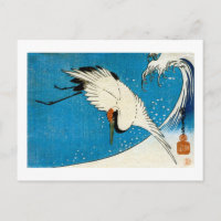 鶴 波, Crane & Wave, Hiroshige, Ukiyo-e