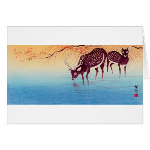 鹿, 小 原 古 邨 Deer, Ohara Koson, Ukiyo-e