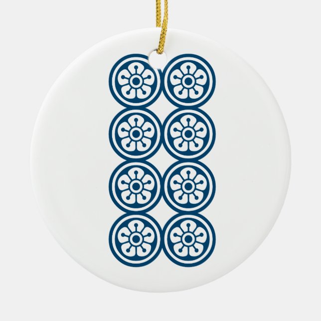 麻雀牌 8筒 / EIGHT OF CIRCLES -MAHJONG TILE- KERAMIK ORNAMENT (Vorne)