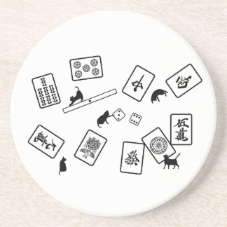 麻雀猫 mahjong cat sandstein untersetzer