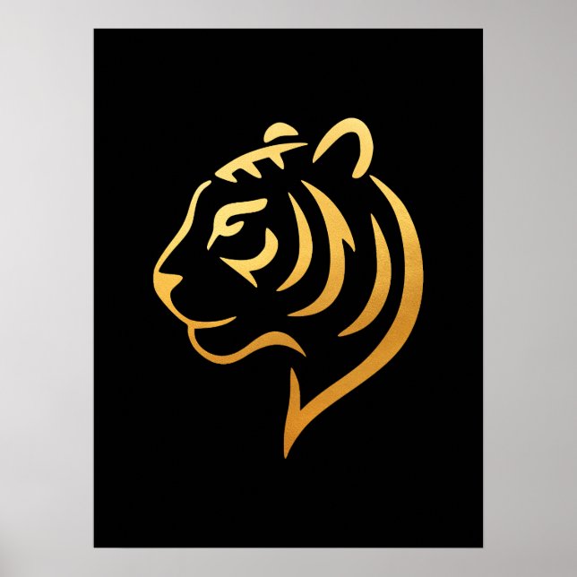黄金の虎 Gold Tiger – Japanese Minimalist Art Poster (Vorne)