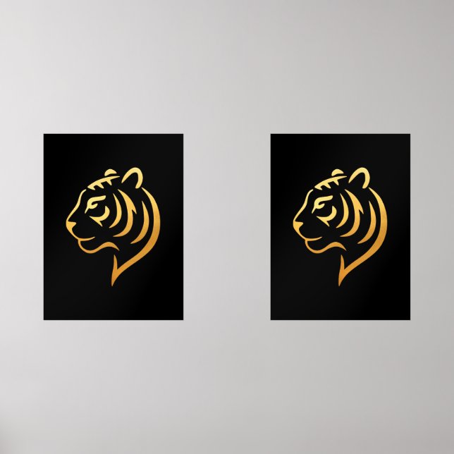黄金の虎 Gold Tiger – Japanese Minimalist Bilderwand Sets (Vorderseite)