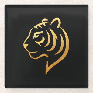 黄金の虎 Gold Tiger – Japanisches Minimalistisches Des Glasuntersetzer