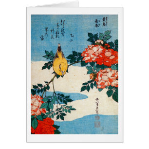 黄鳥と薔薇, 北斎 Yellow Bird and Rose, Hokusai, Ukiyo-e