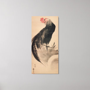 黒 い 鶏, 北 斎 Black Rooster, Hokusai Leinwanddruck