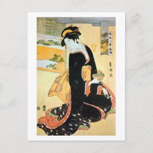 黒 着 物 女, 豊 Frau い Kimono, Toyokuni Postkarte