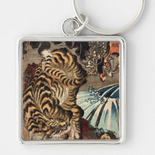 龍虎, 国芳 Tiger u. Drache, Kuniyoshi, Ukiyo-e Schlüsselanhänger