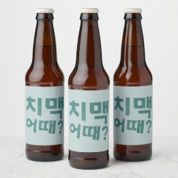 치 맥 때? Flaschenetiketten - Lass den Chimaek Begin! Bierflaschenetikett