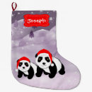 Recherche de ours panda chaussette de noël Rouge