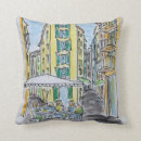 Recherche de scène de rue coussins Aquarelle