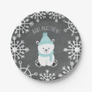 Recherche de flocons de neige bleus assiettes en papier Baby shower d'hiver