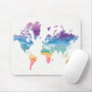 Recherche de monde carte tapis souris Aquarelle
