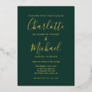 Recherche de vert et or mariage invitations Élégant
