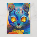Recherche de chats colorés cartes postales Bleu