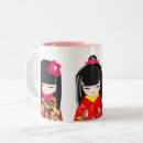 Recherche de poupée kokeshi tasses Kimono