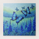 Recherche de papillons bleus puzzles Illustration